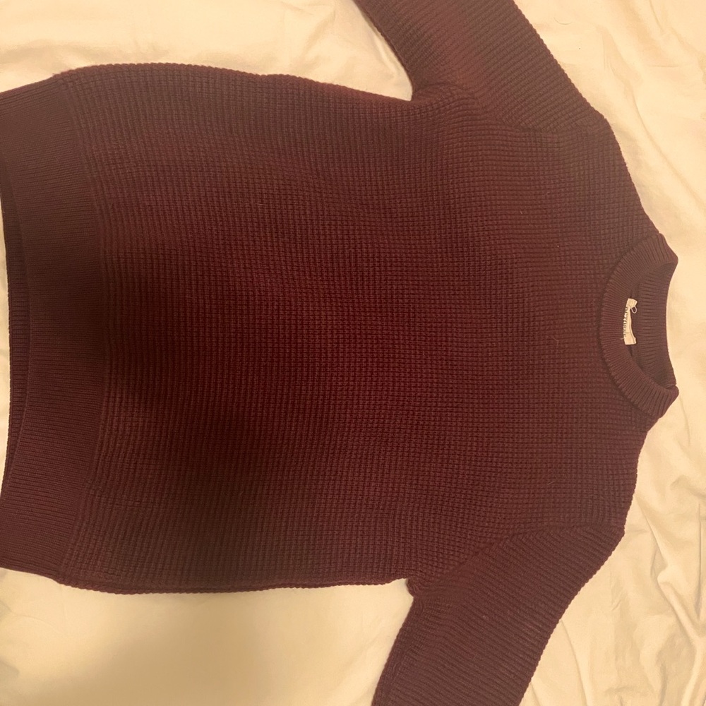Sezane Octobre Chuck Sweater Merino Wool Burgundy Size Small